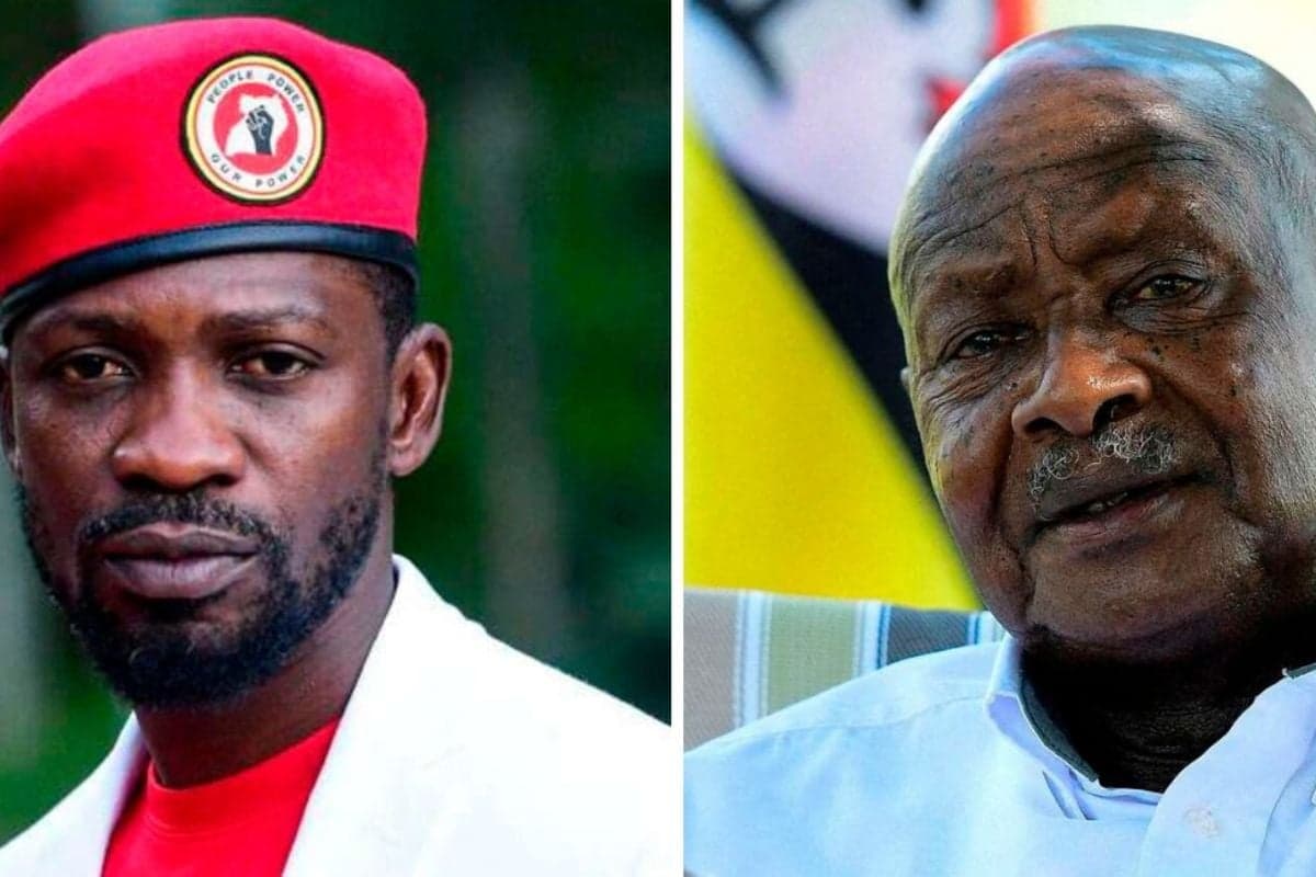 Opposition leader Robert Kyagulanyi aka Bobi Wine and President Museveni. Bobi Wine rejected the 2021 results which Uganda's electoral commission declared in favour of Museveni. PHOTO/X